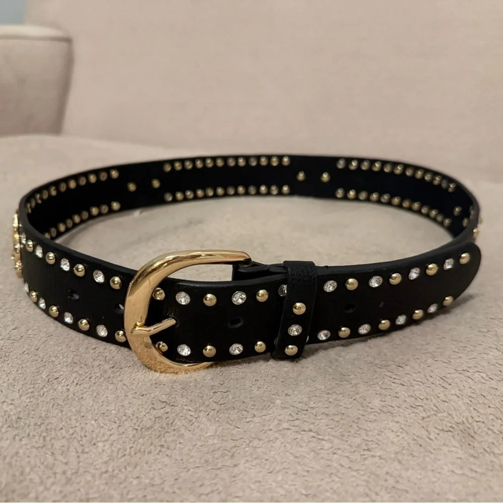 Black and Gold Studded Women's Belt